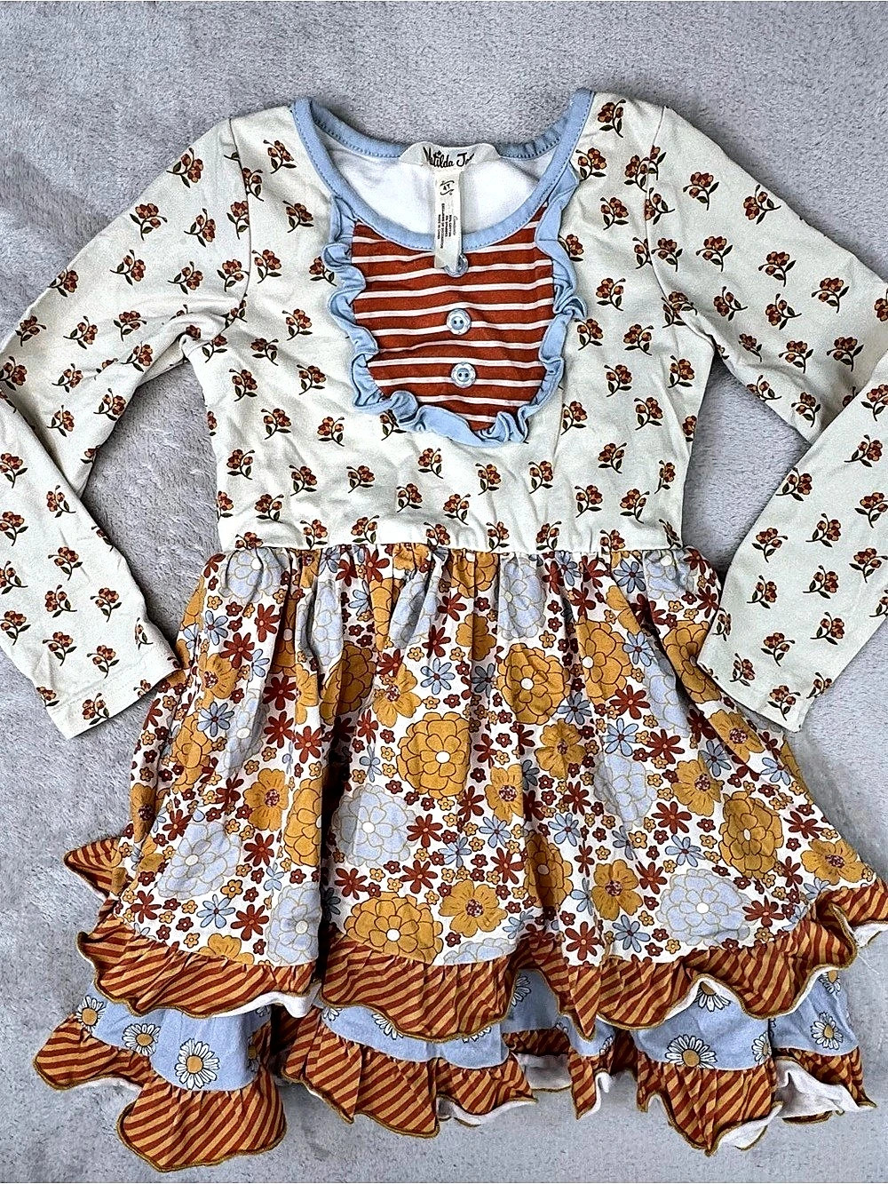 Matilda Jane Girls Fall Floral Ruffle Dress Toddler Girls 4T